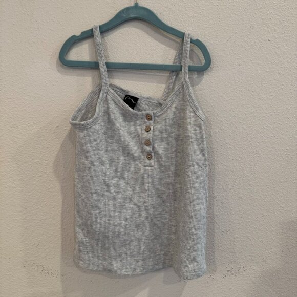 Art Class Girls Ribbed Button-Front Tank Top – Gray (6/6X) - Picture 1 of 3
